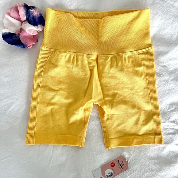 MAYROUND Pants - MAYROUND Seamless High Rise Yellow Bike Shorts